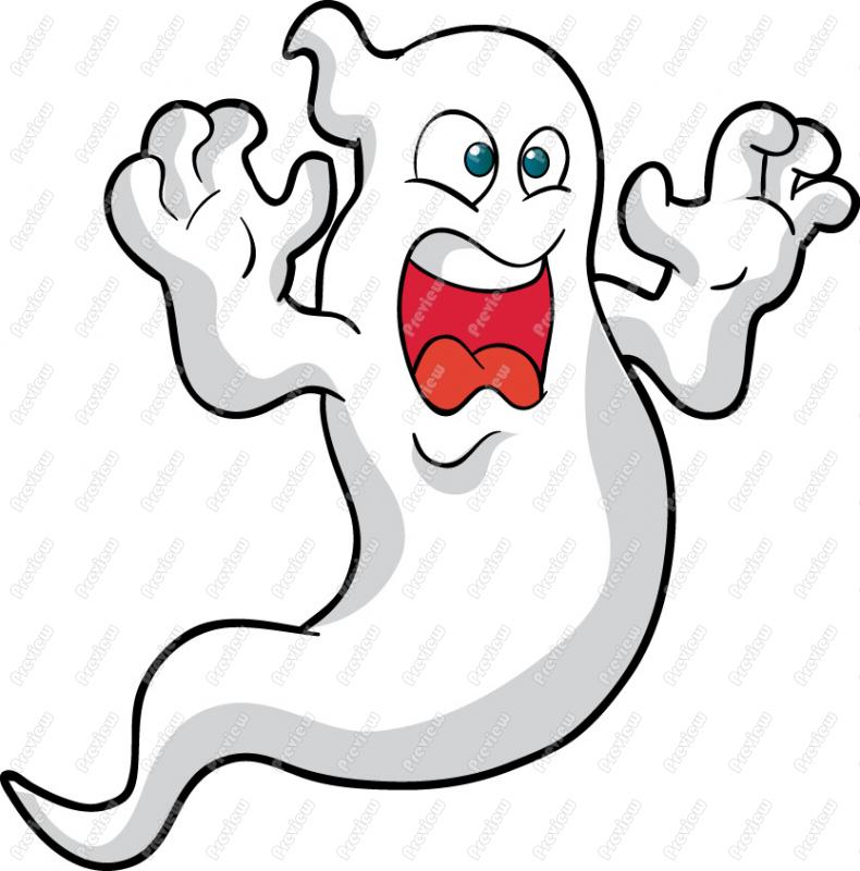 Scary Halloween Ghost Cartoon - Royalty Free Clipart - Vector Image